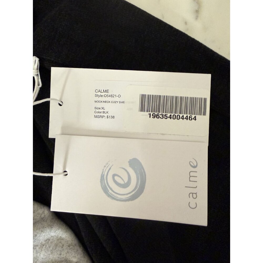 NWT Johnny Was Calme Mock Neck Cozy Sweatshirt Black Grey Size XL $138 [jb] - Picture 6 of 8